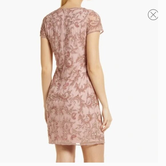 Pisarro Nights sequins beaded pink dress 6 - Picture 3 of 15